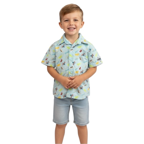 Disney Other - Disney Parks Disneyland Boy’s XS Button Up Short Sleeve Shirt Mickey Mouse Print